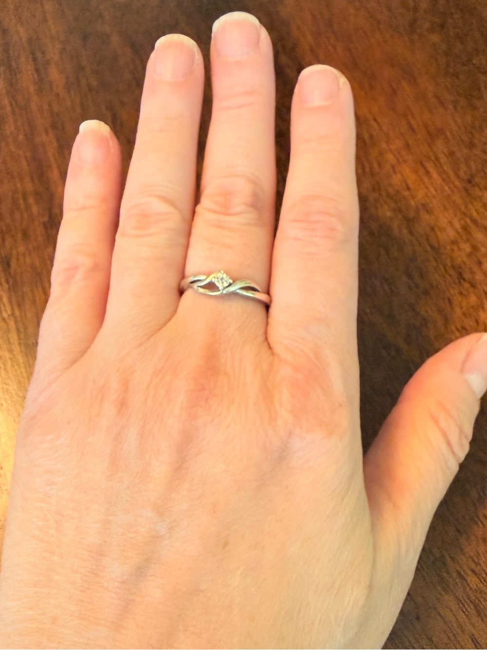 Delicate Silver Twist Solitaire Ring with Clear Stone - Women's Jewelry